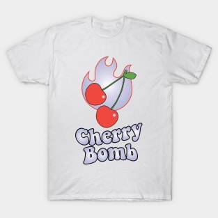 Cherry Bomb and Light Purple Lilac Flaming Design T-Shirt